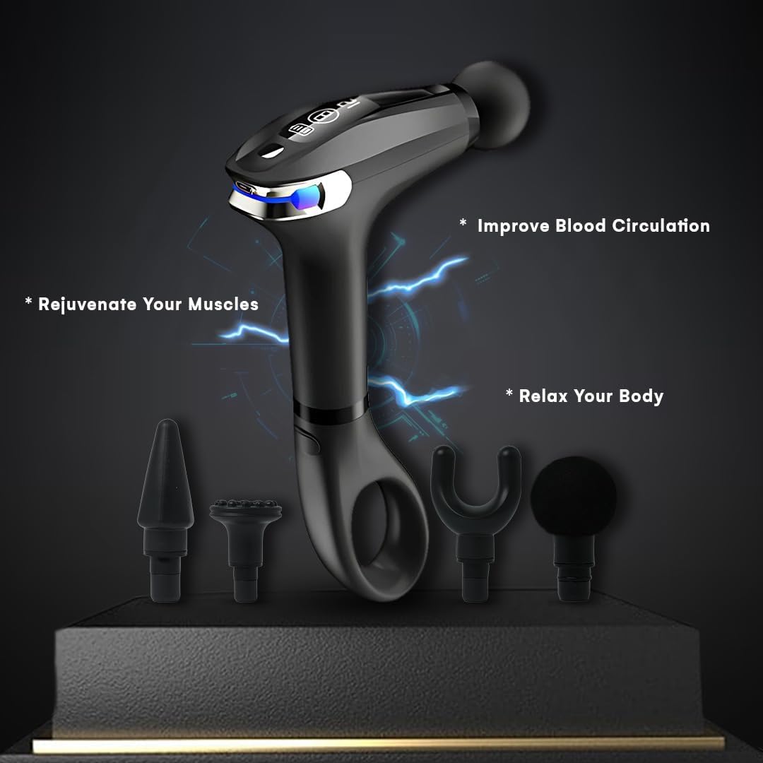 Portable Body Massage Gun | Fascial Gun Pro, Extended Handle, LED Large Screen Display