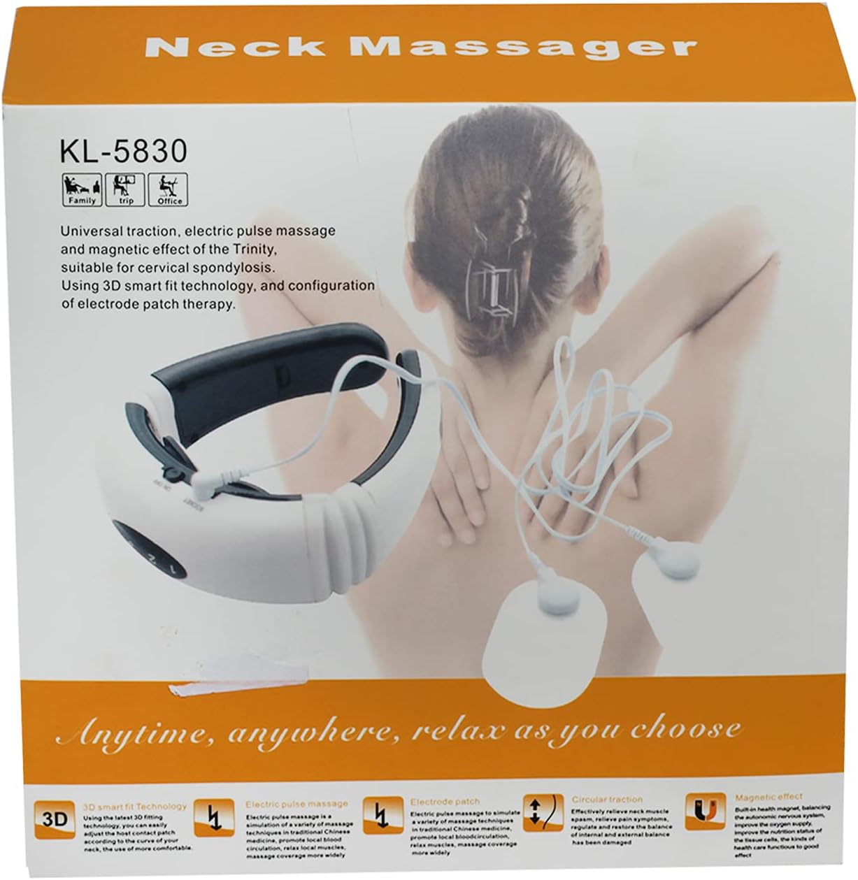 Whitecloud TRANSFORMING HOMES® Neck massager KL-5830 Portable Neck Massager With Infrared Heat and Health Neck Care (811-3) 14x15x04CM