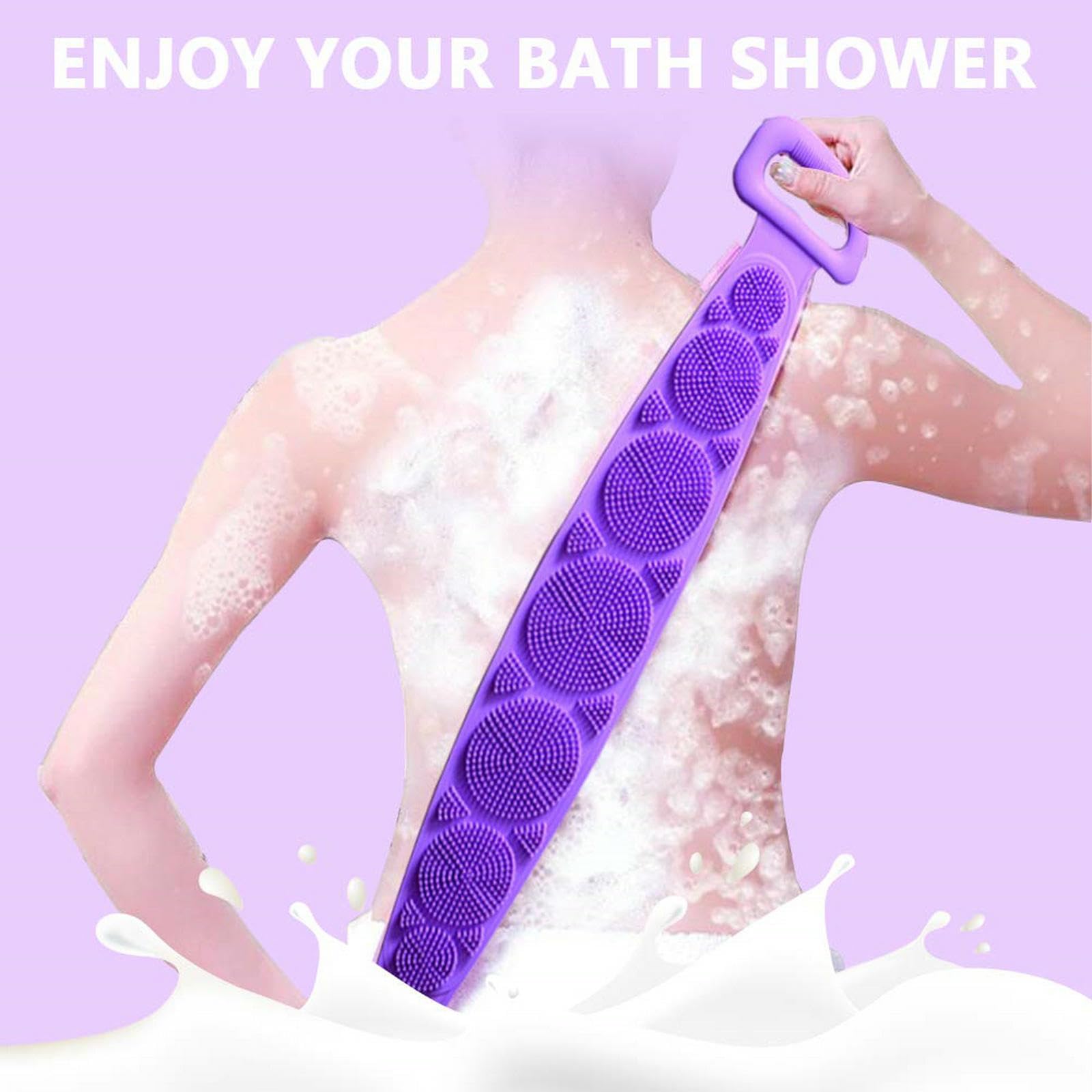 Silicone Back Scrubber – 35" Extra-Long Exfoliating Shower Brush with Easy-Grip Handles