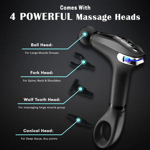 Portable Body Massage Gun | Fascial Gun Pro, Extended Handle, LED Large Screen Display