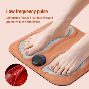 EMS Foot Massager, 3D Foldable Foot Massager Pad for Pain Plantar Relief, Muscle Relaxation, LCD Display with 6 Modes 15 Intensities