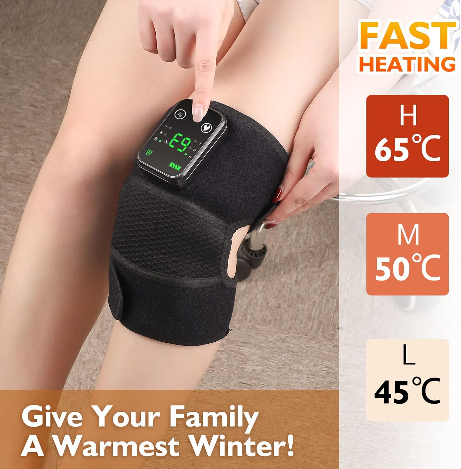 MOAJAZA Knee Brace Heated Knee Massager Heated Knee Brace Vibration Knee Heating Pad 3 Adjustable Intensity and Temperature Knee Brace for Knee/Elbow/Shoulder Relaxation