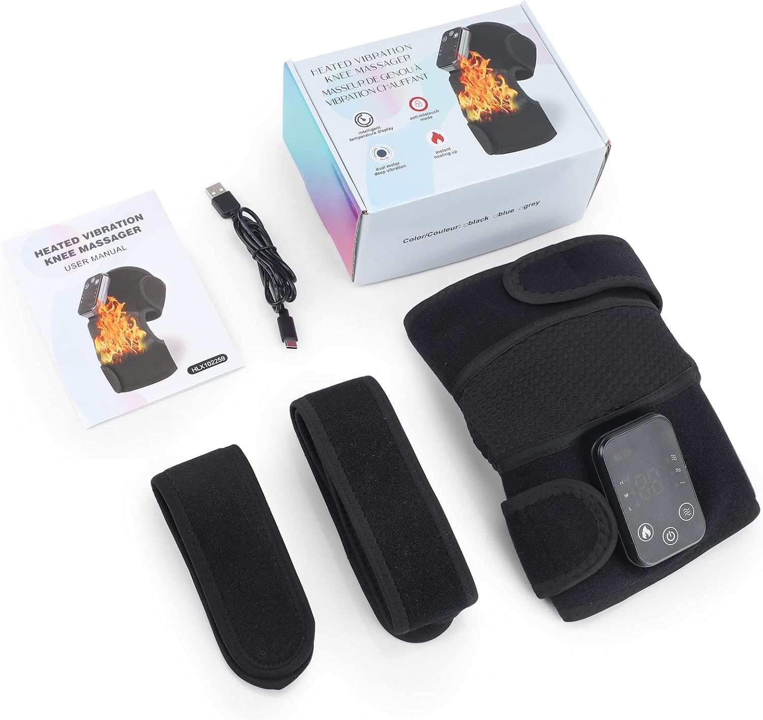 MOAJAZA Knee Brace Heated Knee Massager Heated Knee Brace Vibration Knee Heating Pad 3 Adjustable Intensity and Temperature Knee Brace for Knee/Elbow/Shoulder Relaxation