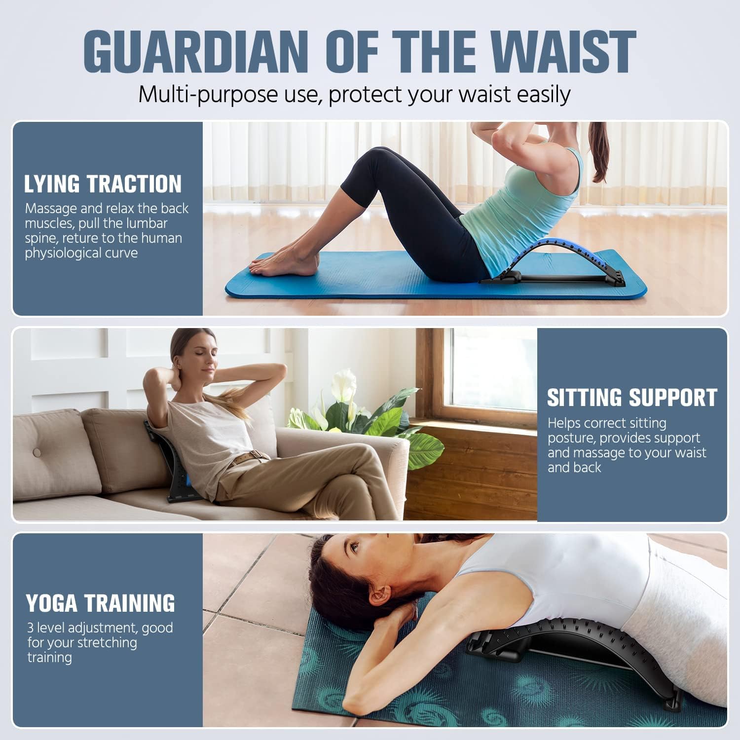 Adjustable Back Stretcher – Multi-Level Spine Support for Sciatica, Posture & Pain Relief