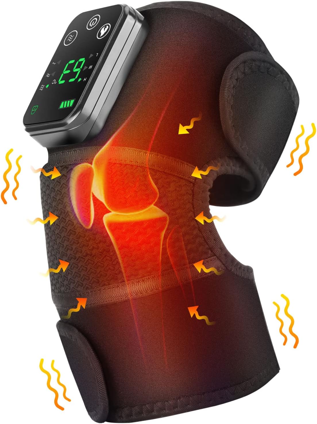 MOAJAZA Knee Brace Heated Knee Massager Heated Knee Brace Vibration Knee Heating Pad 3 Adjustable Intensity and Temperature Knee Brace for Knee/Elbow/Shoulder Relaxation