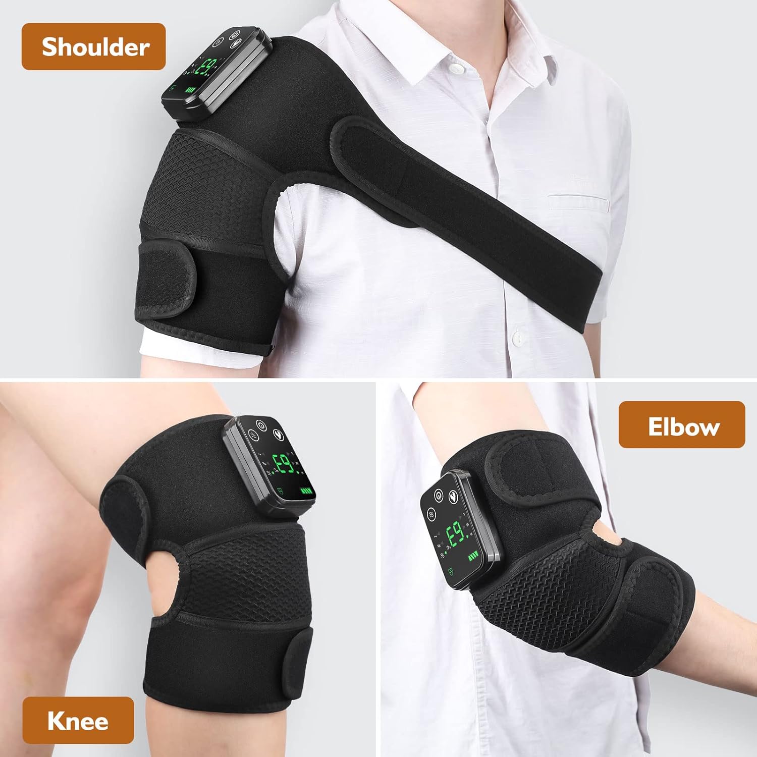 MOAJAZA Knee Brace Heated Knee Massager Heated Knee Brace Vibration Knee Heating Pad 3 Adjustable Intensity and Temperature Knee Brace for Knee/Elbow/Shoulder Relaxation