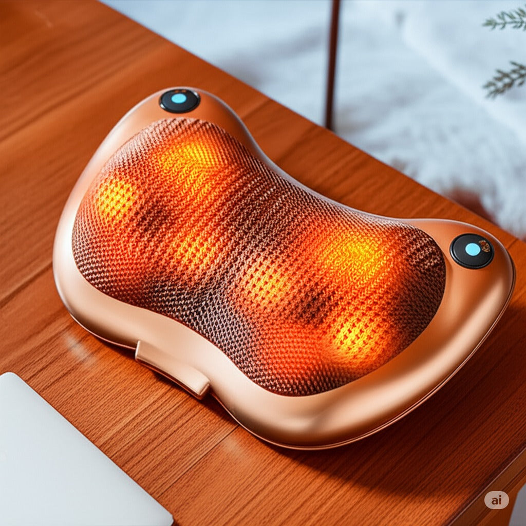 Electric Neck & Back Massage Pillow – Heat Function, Deep Tissue Relief